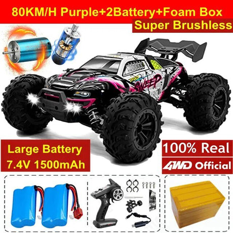 4WD RC Off-Road Drift Car - Super Brushless 50/80KM/h Toy image 13