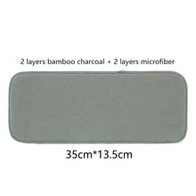 Bamboo charcoal diaper booster liner with material composition details for absorbency.