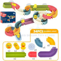 Colorful toy track set with ducks and packaging