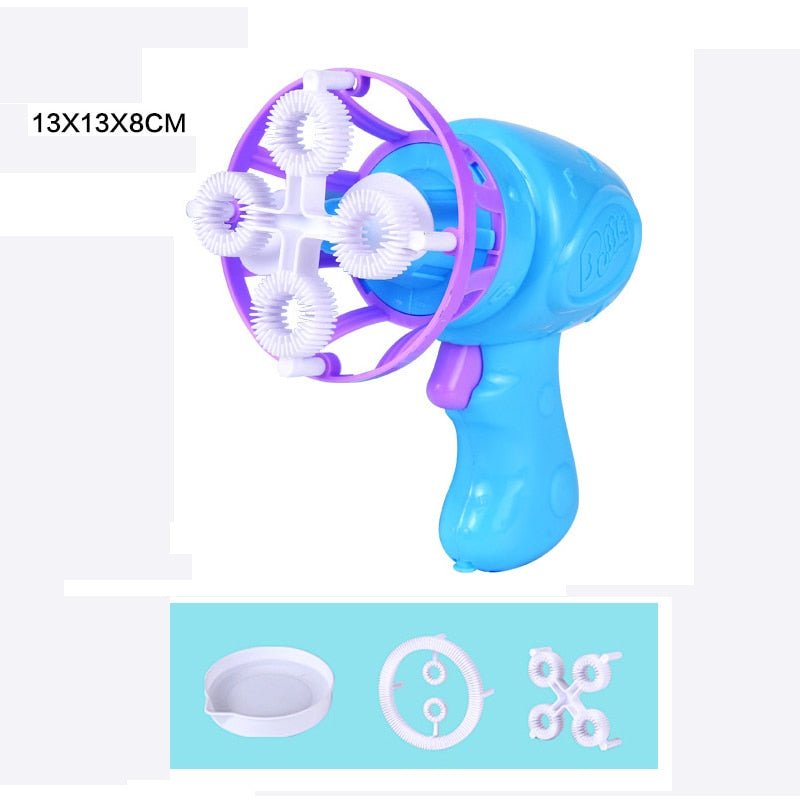 Blue and purple toy with a fan-like design.