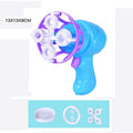 Blue and purple toy with a fan-like design.