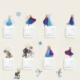 Decorative switch stickers with characters from the movie 'Frozen' on a light beige background.