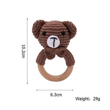 Bear face Crochet Wooden Teether rattle variant for calming teething babies and cosy nursery playtime.