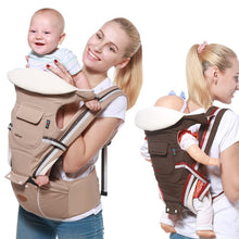 A woman using a baby carrier with a baby