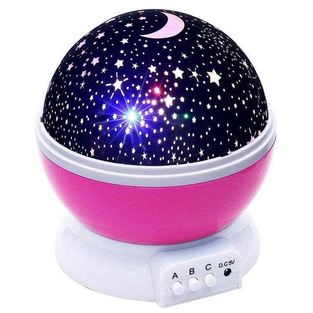 Pink bedside LED starry sky night light for nightstand lighting, bedtime stories, and a gentle room glow.