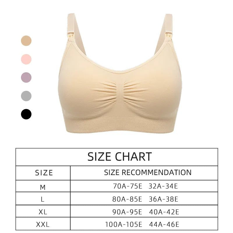3pc Maternity Nursing Bra Set, Beige soft stretch design, for postpartum nursing and breastfeeding support.