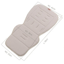 Universal Breathable Stroller Mattress in beige with size dimensions to check fit before pram and car seat use.