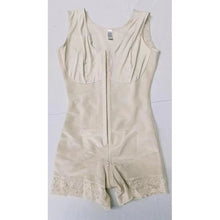 Beige postpartum BBL bodysuit lace trim shown in full view for body shaping support wear.
