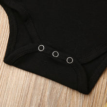 Black button-front baby onesie romper for newborn girls, part of the lace ruffle and tulle skirt set.