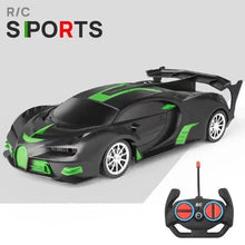 Black and green RC sports car with remote for LED drift racing and after-school playtime.