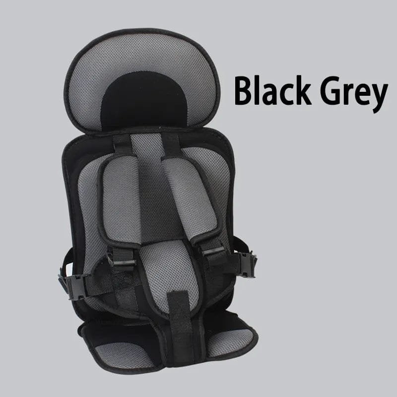 Black and grey thickened sponge shopping cart seat cushion for keeping toddlers comfortable during errands.