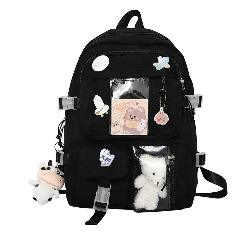 Black high school backpack for girls in a minimal style, a versatile daily class bag for lessons and travel.