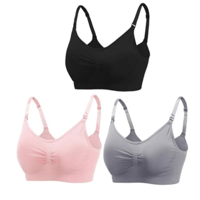3pc Maternity Nursing Bra Set, Pink soft stretch design, for seamless all-day wear under maternity outfits.