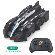Black Wall-Climbing RC Car with LED lights and 360 spin stunts for thrilling indoor racing and kids gifting.