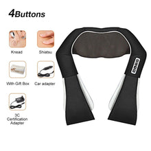 Black U-Shape Shiatsu Massager with heat function for easing back and neck stiffness during evening relaxation.