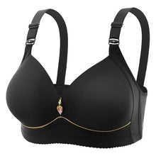 Black wirefree breathable glossy bra shown in a second charm view for full-figure everyday support.