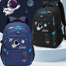 Blue and black space design orthopedic school backpacks for boys, compared side by side for daily book carrying.
