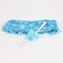 Blue floral newborn headband and matching wrap prop set for baby photo shoots and nursery keepsakes.