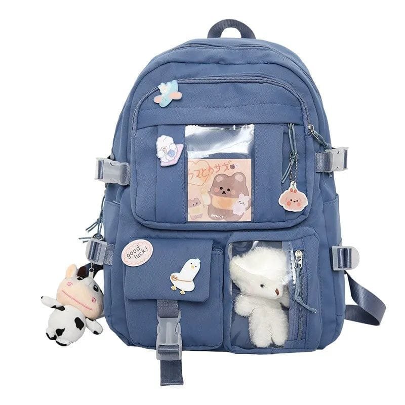 Blue girls school rucksack with large capacity for campus days, textbooks, and after-school activities.