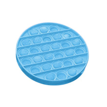Blue push pop bubble sensory fidget toy for anxiety relief and focus during the day.