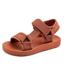 Boys and girls summer gladiator sandals back view showing secure heel strap for daily wear.