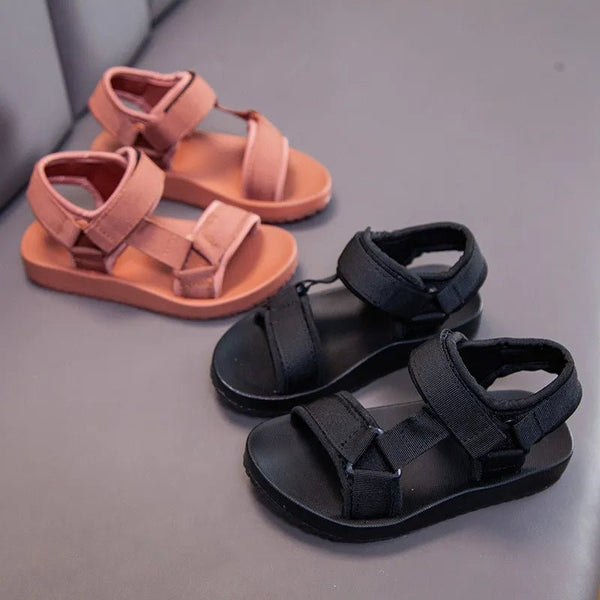 Boys and girls summer gladiator sandals front view for kids outdoor play.