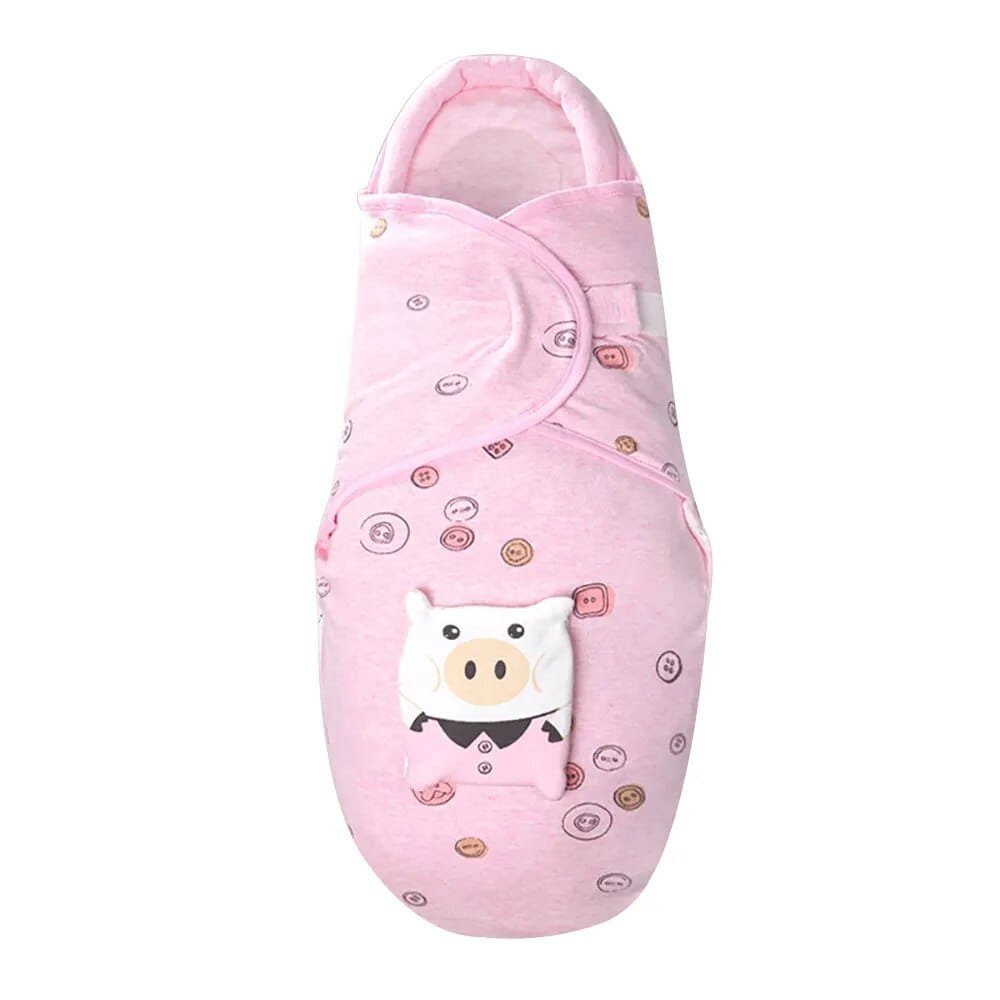 Breathable newborn sleep sack in pink with head shaping design for comfortable, safe baby sleep.