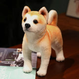 Plush toy dog on a wooden surface with a blurred background