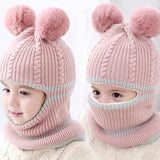 Warm Acrylic Baby Hat & Scarf Set - 2-5 Years, Ear Protection - Pink, One Size image