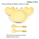 Personalized Baby Crab Plate Set with Suction Bowl - Yellow Crab 3pcs image