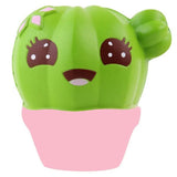 Cute cartoon-style cactus with a pink pot on a white background