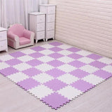 EVA Foam Baby Puzzle Play Mat - 29cm Interlocking Tiles for Kids - LTGHT PURPLE WHITE, 24pcs image