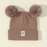 Warm Knitted Baby Beanie with Pom - Autumn/Winter, Solid Color image 5