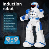 Induction robot with remote control on a dark background