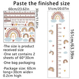 Measurement chart with dimensions and product details for a set of wall stickers.
