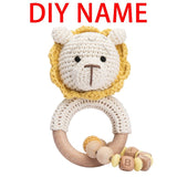Crochet Bunny Rattle & Teether with Wood Ring - A Lion image