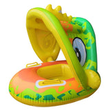 Baby Swim Ring with Sun Shade - Inflatable Pool & Beach Toy - klyyq green image