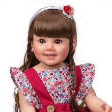 Cammi Smile 3D Reborn Doll in soft silicone with a floral dress and headband for dress-up play, styling, and gifting.