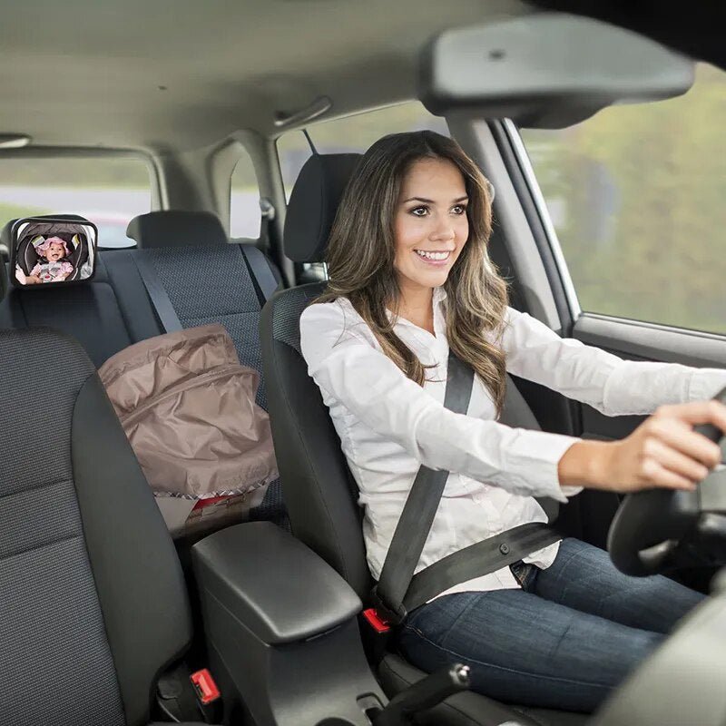 Adjustable Wide Car Seat Mirror driver-view baby monitor for keeping an eye on infants while driving.
