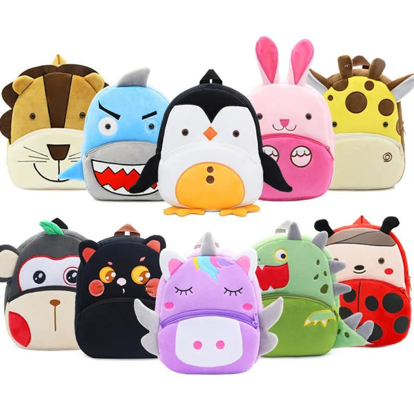 Cartoon Animal Kids Backpack schoolbag collection displayed together for back-to-school shopping and gift sets.