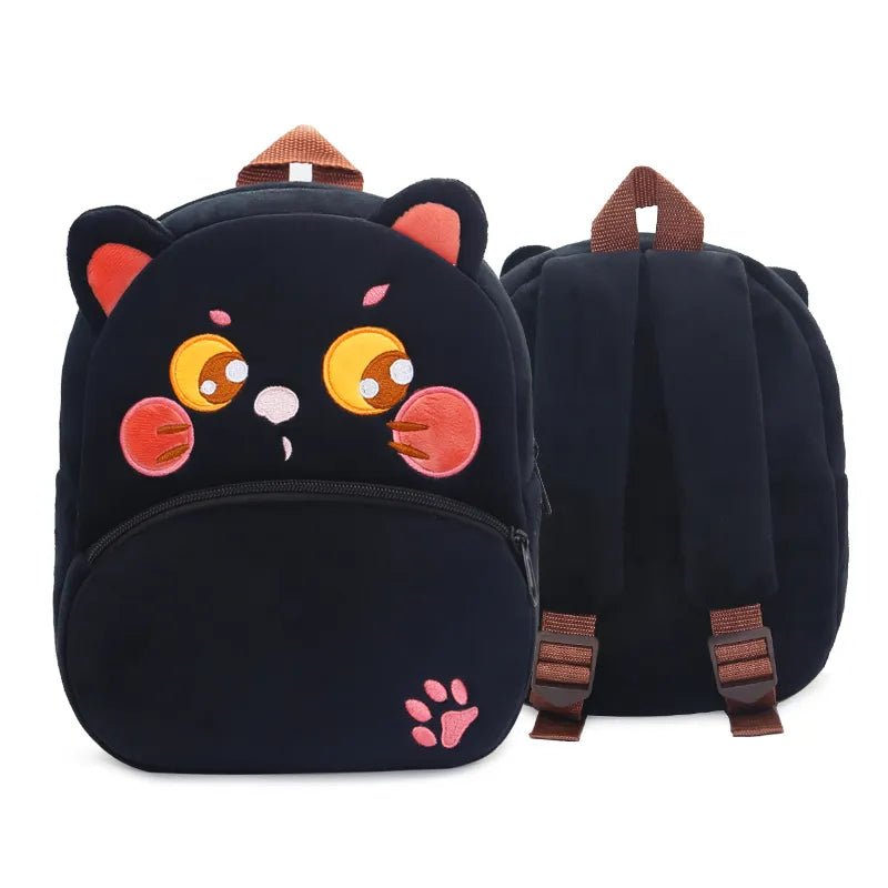 Cartoon Black Cat Kids Backpack schoolbag with colorful details for school and outings.