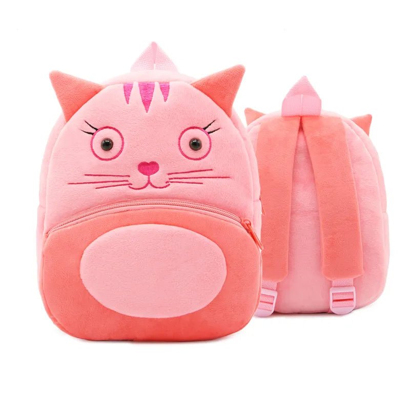 Cartoon Pink Cat Kids Backpack schoolbag for school and casual outings.