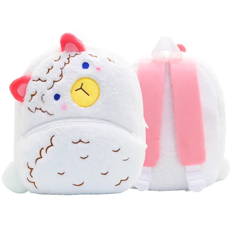 Cartoon Cat Kids Backpack schoolbag with a plush design for school and casual wear.
