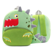 Cartoon Green Dinosaur Kids Backpack schoolbag for school days and family outings.