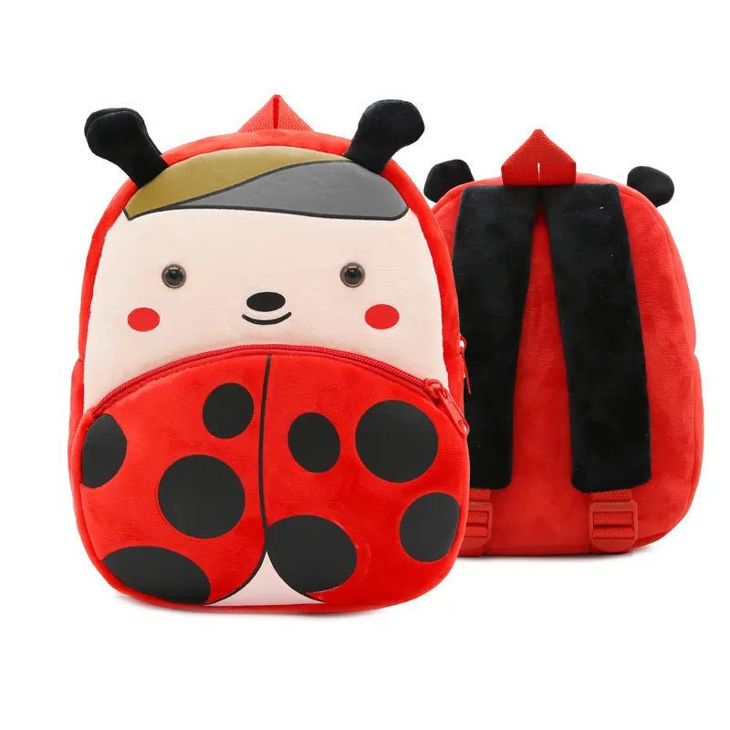 Cartoon Red Ladybug Kids Backpack schoolbag for school days and outdoor play.