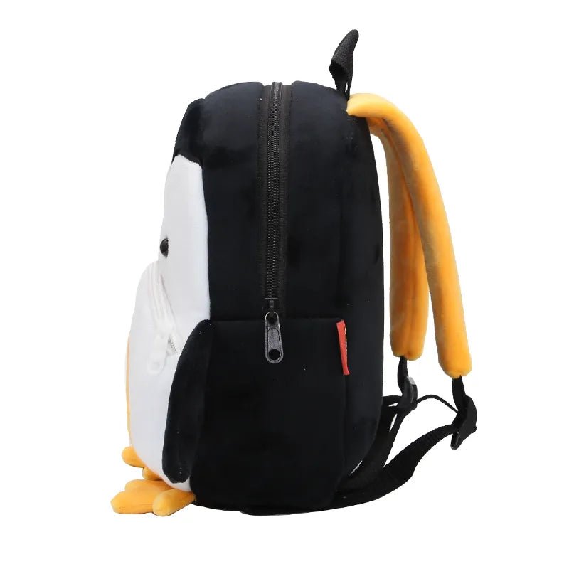 Cartoon Penguin-Shaped Kids Backpack schoolbag shown from the front for school and outings.