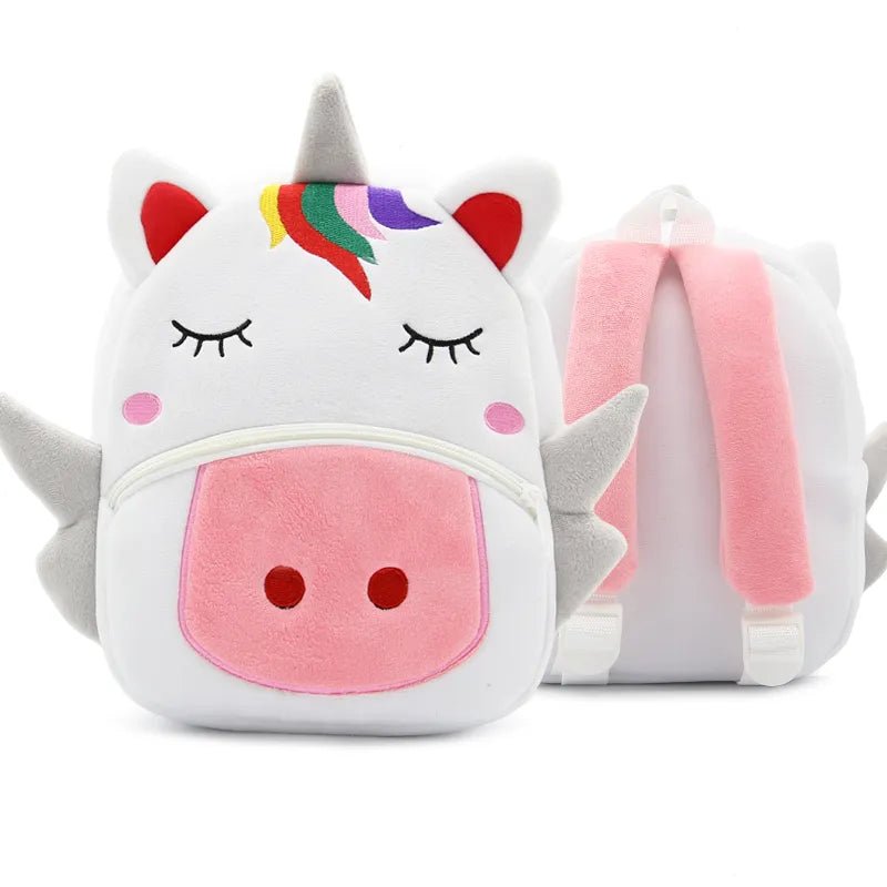 Cartoon Unicorn Kids Backpack schoolbag with rainbow horn for daily school wear.