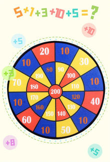 Colorful wheel with numbers and a math problem.