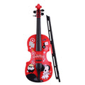 Red cartoon-violin with black bow on a white background