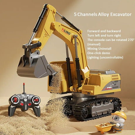 Alloy RC Excavator Toy with Lights & Sound, Kids Engineering Gift image 5